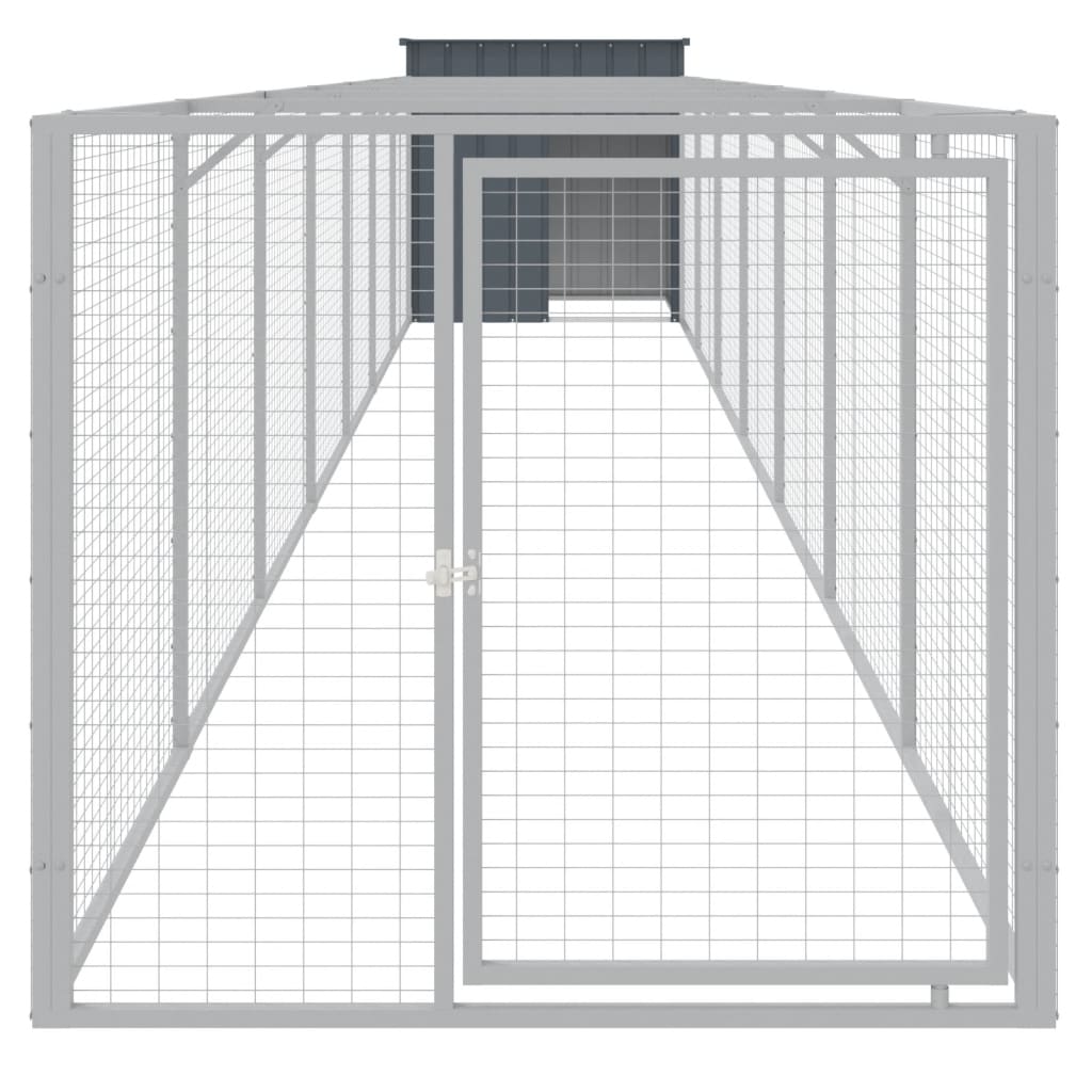 Dog House with Run Anthracite 110 x 813 x 110 cm Galvanized Steel