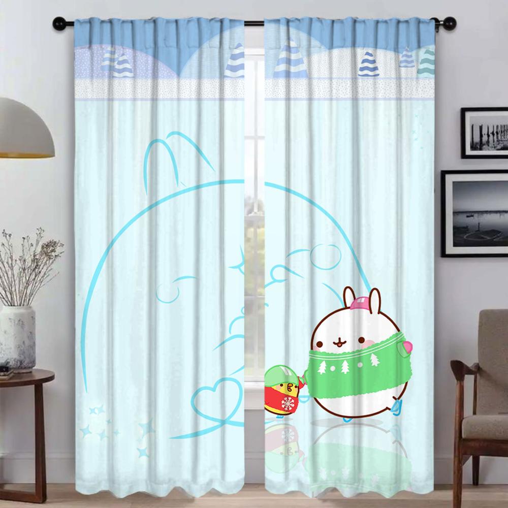 Набор из 2 кухонных штор Molang, шторы для гостиной, домашний интерьер, декорация на Хэллоуин, тюль для спальни, для зоны, изготовлено из полиэстера