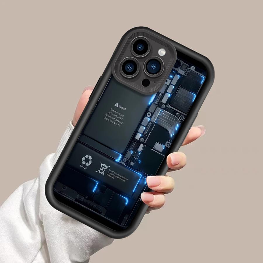 Чехол для телефона с рисунком печатной платы для iPhone 17 Air XR 15 16 14 Plus 13 12 11 Pro Max 16e XS Max Мягкий чехол
