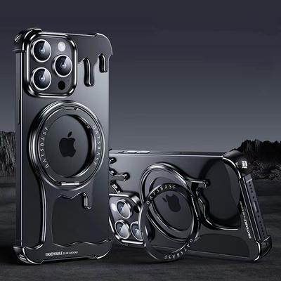 Роскошный чехол из жидкого металла для беспроводной зарядки Magsafe для iPhone 16 15 14 13 Pro Max, алюминиевый бампер, автомобильный магнитный чехол-подставка для телефона