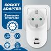 EU Plug Wall Socket Extender with 1 AC Outlet 1 USB QC2.0 and 1 Type C PD 3.1A Multi Socket Fast Charger for Home Travel Office
