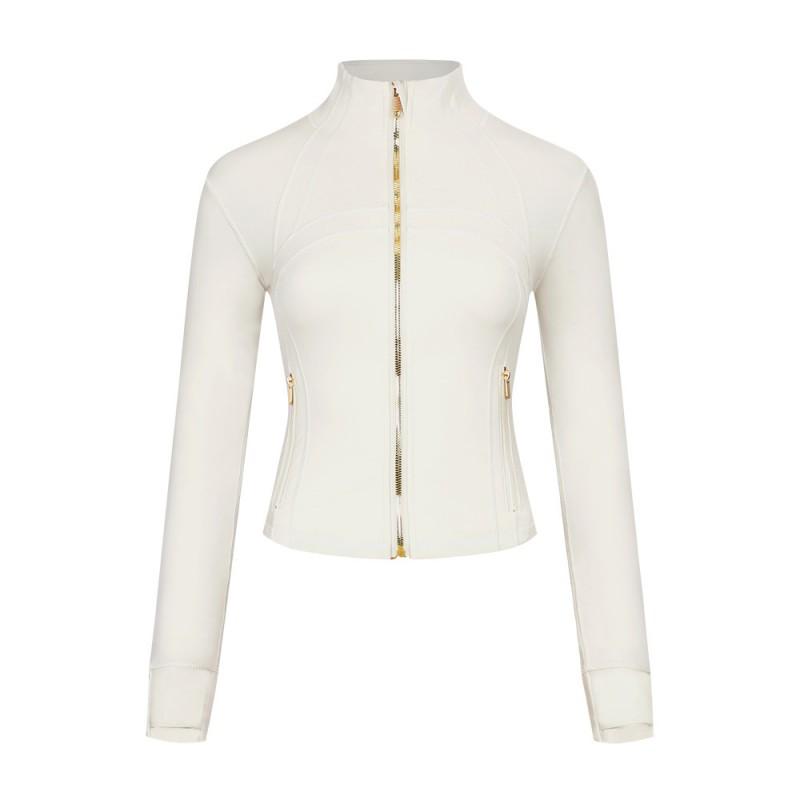 LU Short Stand Collar Jacket Womens Yoga Fitness Breathable Slim Fit Activewear