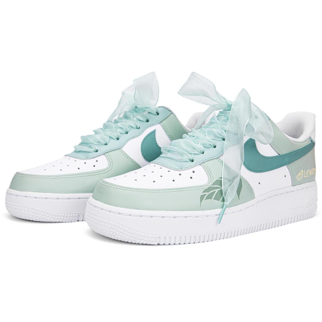 Nike Air Force 1 Нескользящие, Износостойкие, Легкие Низкие Скейтбордические Кроссовки Женские Белые Зеленые DD8959-100(Команда18-AF1)