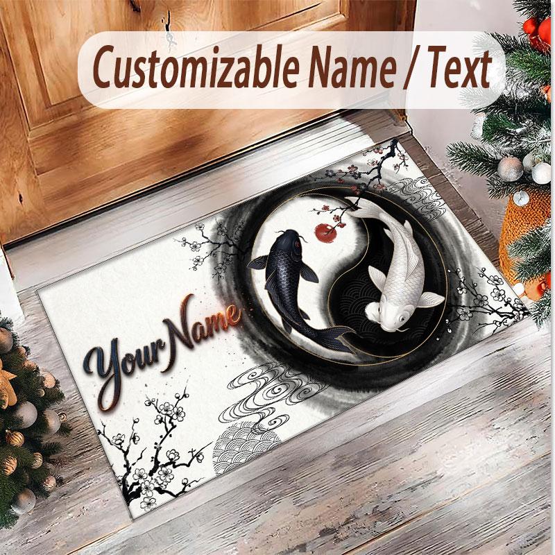 Music General Theme Soft Crystal Velvet Rug Custom Name & Text Print Non Slip Floor Rug for Bedroom Living Room