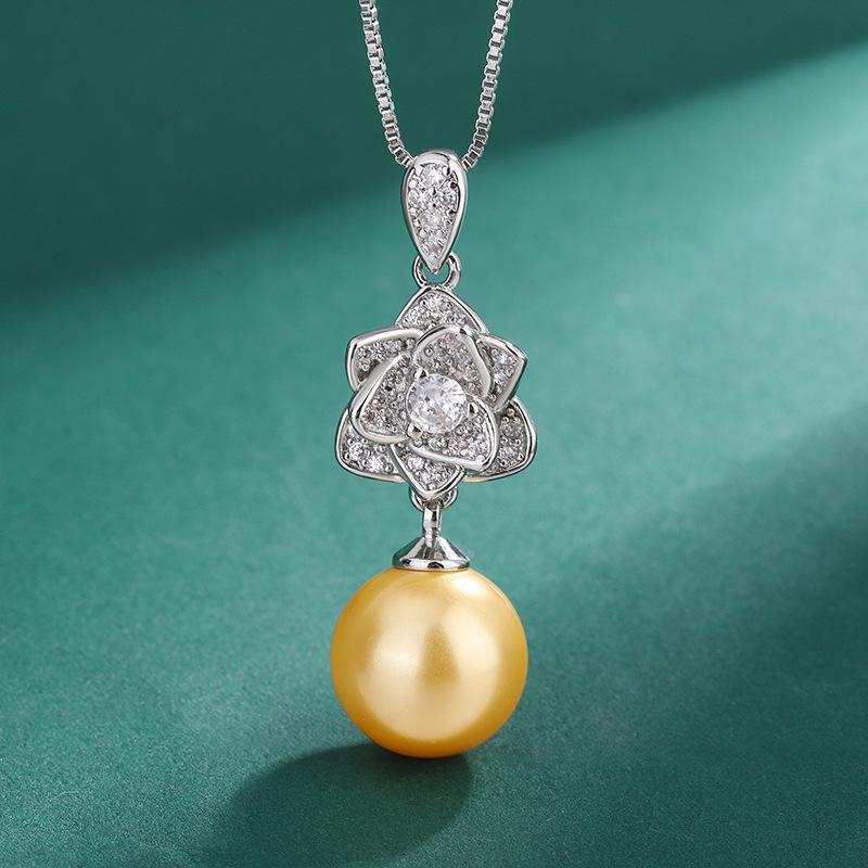 Набор Камелия 12мм Жемчужное Ожерелье Новая Инкрустация Серые Бусины Камелия Жемчужные Серьги-Пуссеты Ожерелье