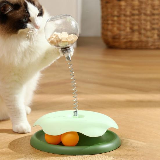 Interactive Cat Treats Dispenser Toy Leaking Food Ball Pet Feeder Toy Puzzle Pet Slow Feeder with Ball Track for Indoor Cats Dogs