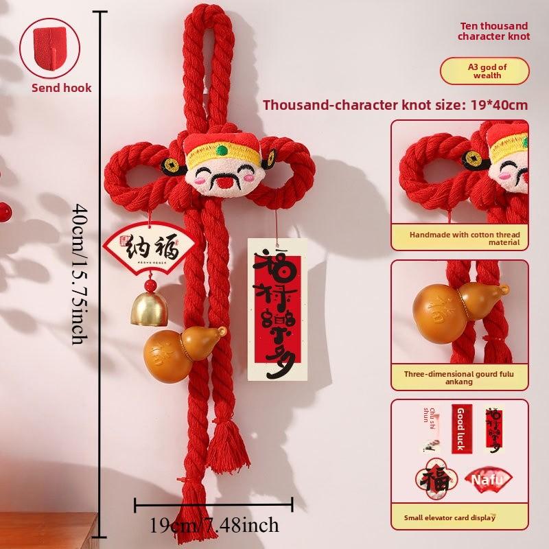 Spring Festival Chinese Knot 2026 Year of The Horse Wanzi Knot Joyful New Year Tassel New Year Door Handle Pendant