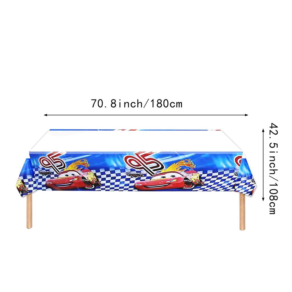 Cars Birthday Decorations Set, Includes Garland, Tablecloth, Aluminum Balloons, Happy Birthday Cake Topper, Happy Birthday Banner, and Ribbon