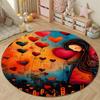 Serene Round Botanical Multicolor Area Rug, Non-Slip Floor Mat for Kitchen