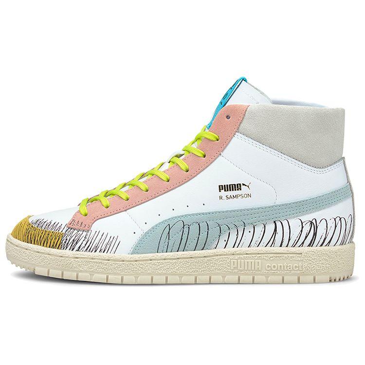 Унисекс Белые Розовые Желтые Кроссовки Michael Lau x PUMA Ralph Sampson 70 Mid Кожаные 375197-01