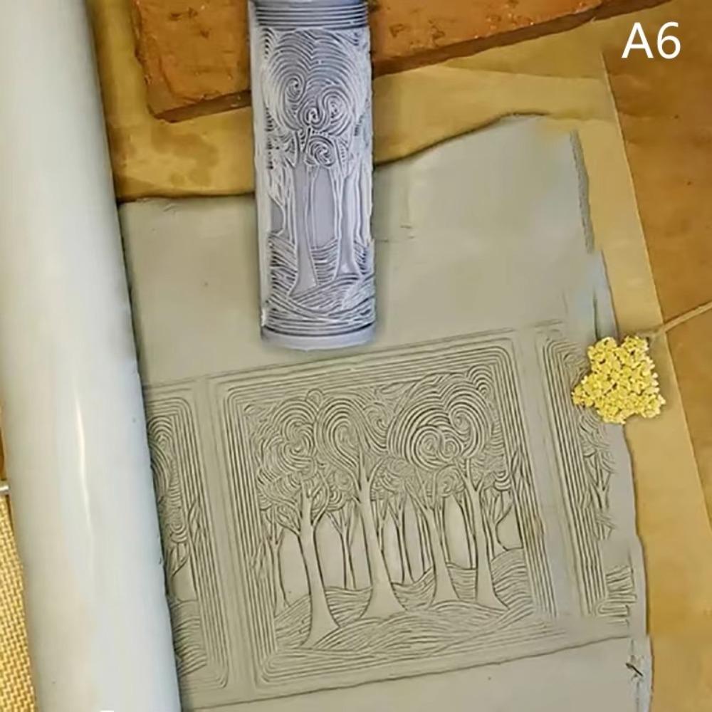 DIY Clay Tile Roller Creative Flower Bird Pattern Rolling Pins Rollers  Pottery Clay
