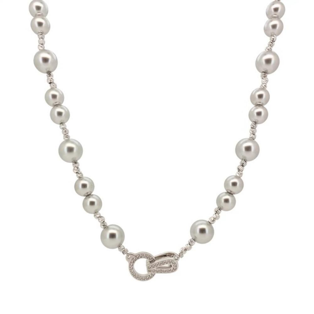 Французское ретро серое жемчужное ожерелье нишевый дизайн темпераментный милый крутой личность темперамент изысканное универсальное ожерелье