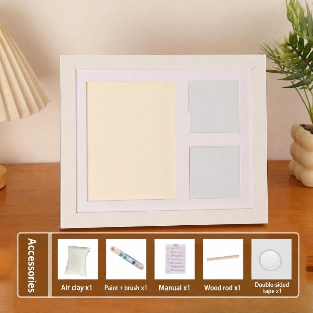 1 Set DIY Pet Paw Print Kit Frame Air Dry Clay Wooden Frame Dog Paw Print Frame Desktop Stand Photo Display