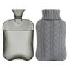 Samply Hot Water Bottle, Soft, Knit Cover, 1.8L Capacity, Fluffy, Warm, Cold Weather Protection, Sleep Aid, Winter Gift (Gray Knit Cover, 1.8L)