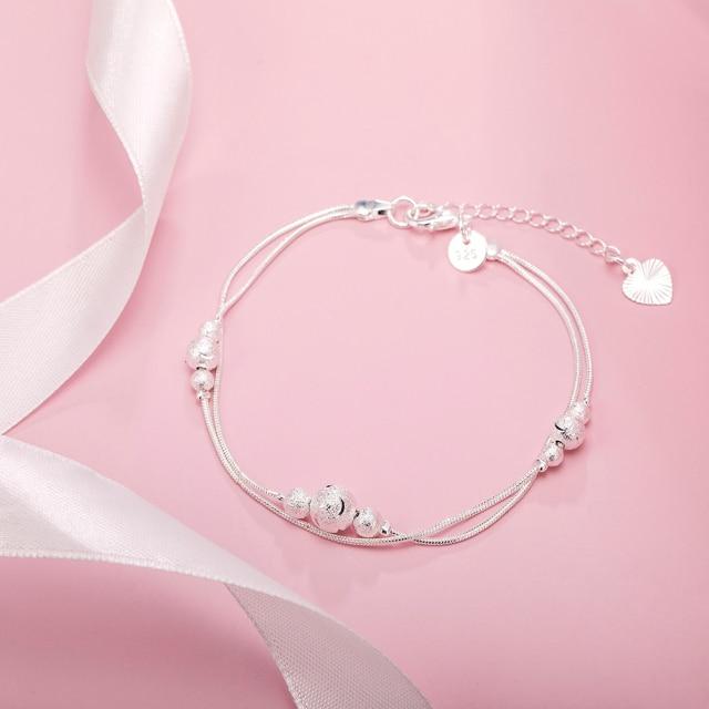 Распродажа, новый браслет-цепочка из стерлингового серебра 925 пробы с геометрическими бусинами для женщин, модные свадебные украшения, рождественский подарок, 8 дюймов