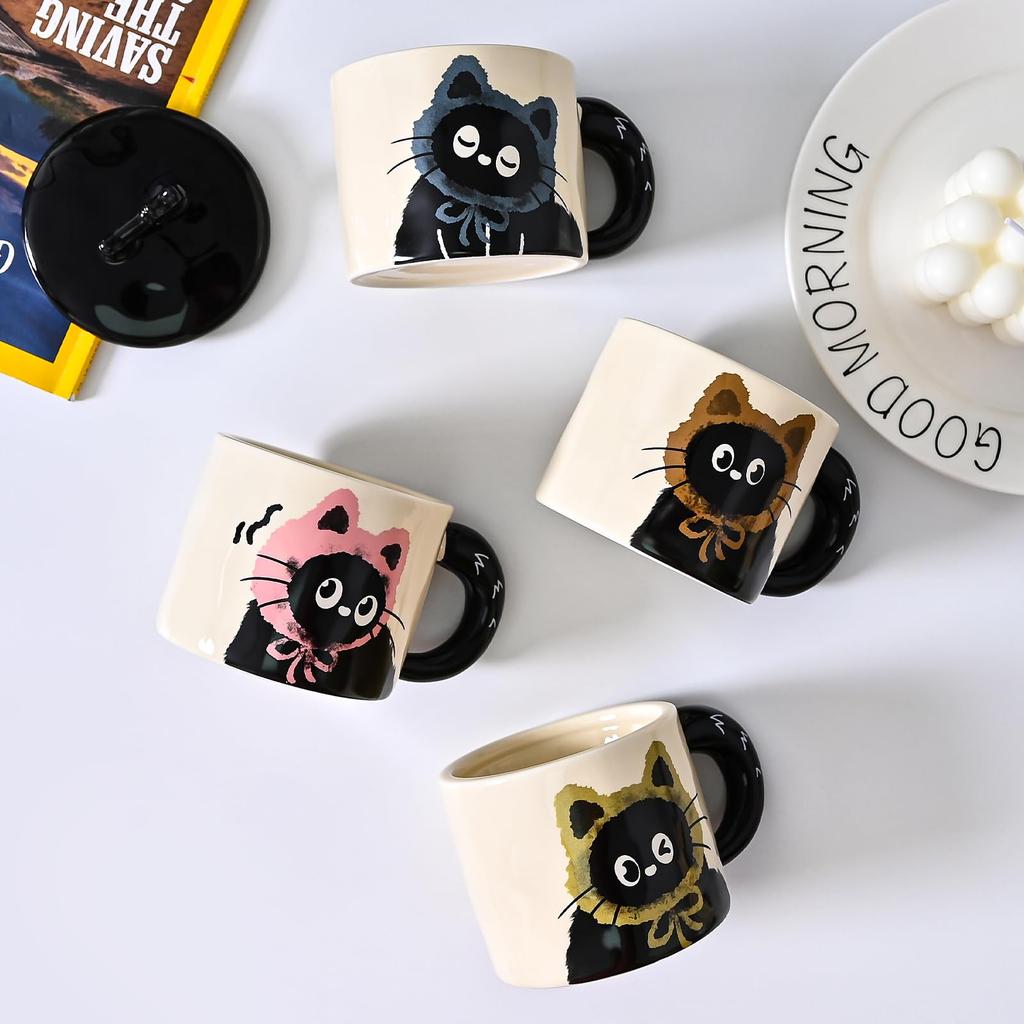 Новая керамическая кружка для кофе объемом 370 мл с изображением кошек, сувенир, подарочная посуда для питья, чашка для офиса и дома