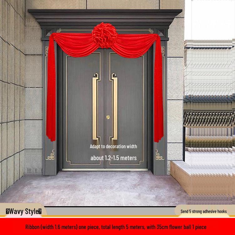 Red Satin Flower Ball Decoration for Gate, Balcony, and Staircase