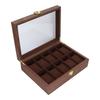 10 Grid Wooden Watch Box Transparent Cover Watch Jewelry Storage Organizer Container Box