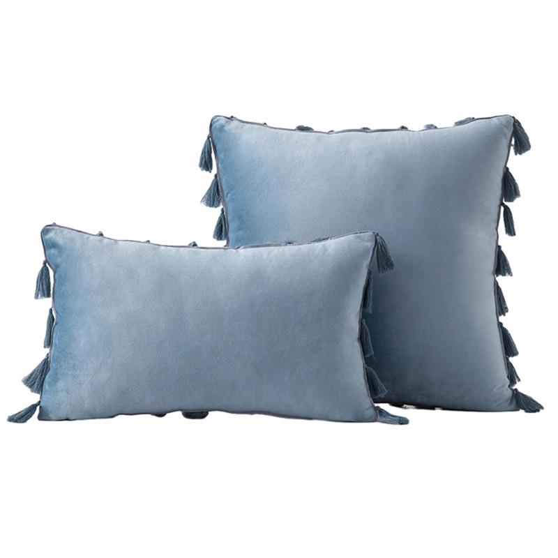 Упаковка из 2 осенних бархатных мягких однотонных декоративных наволочек с кисточками и бахромой в стиле бохо, чехол для дивана-кровати 18 x 18 дюймов