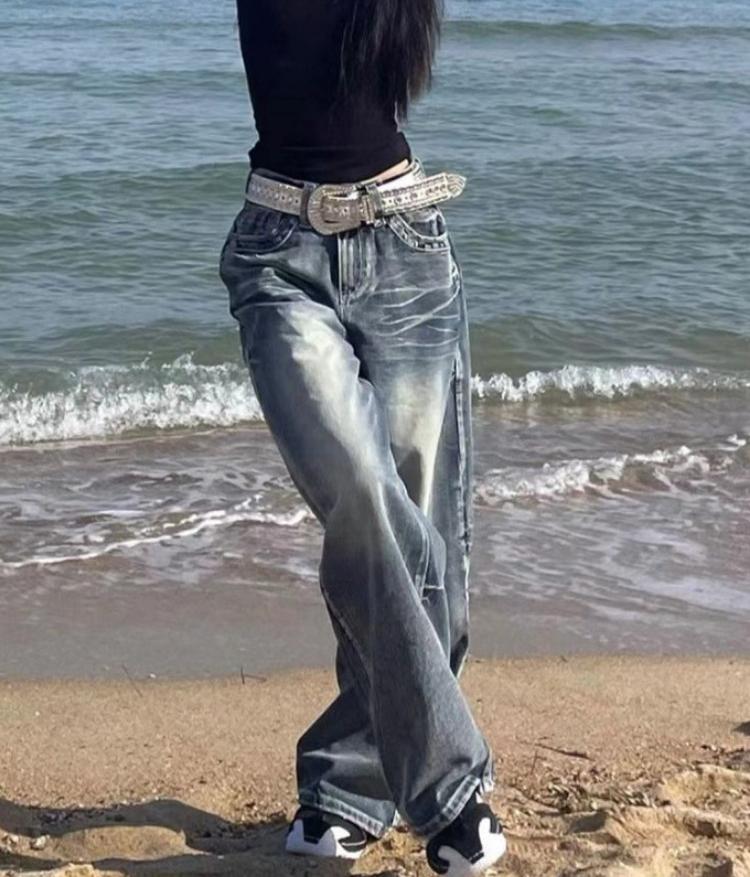 Y2k 2000s Vintage Baggy Jeans Woman Harajuku Streetwear Oversize Denim Pants Korean Style Gyaru Grunge Hip Hop Trousers