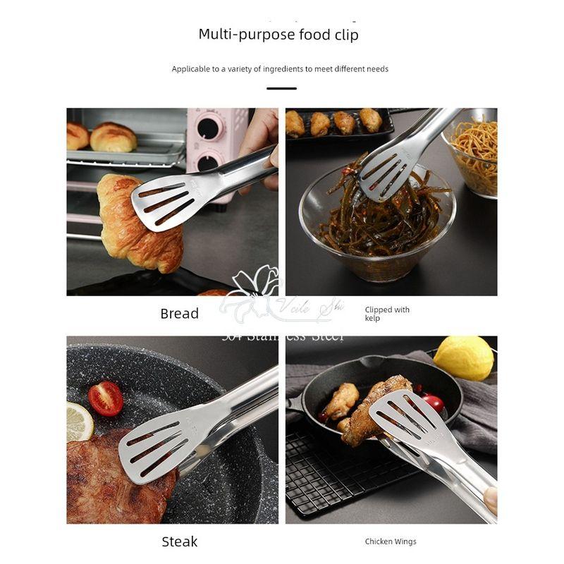 304 Stainless Steel Clip Cold Leather Food Clip Thickened and Anti-Scald Special Steak Tong for Barbecue and Baking