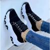 New Platform Color Matching Lace-up Canvas Shoes Women's Large Size Low-top Casual Single Shoes Sports Shoes