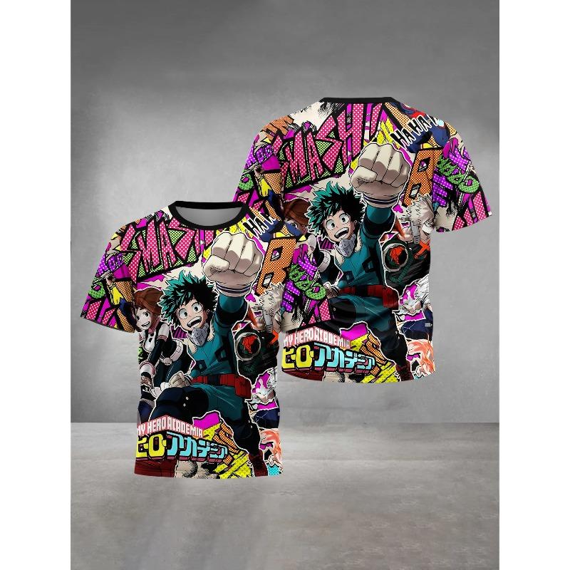 Детская одежда Повседневная Удобная С коротким рукавом Модная С мультяшным принтом Футболки Мальчики