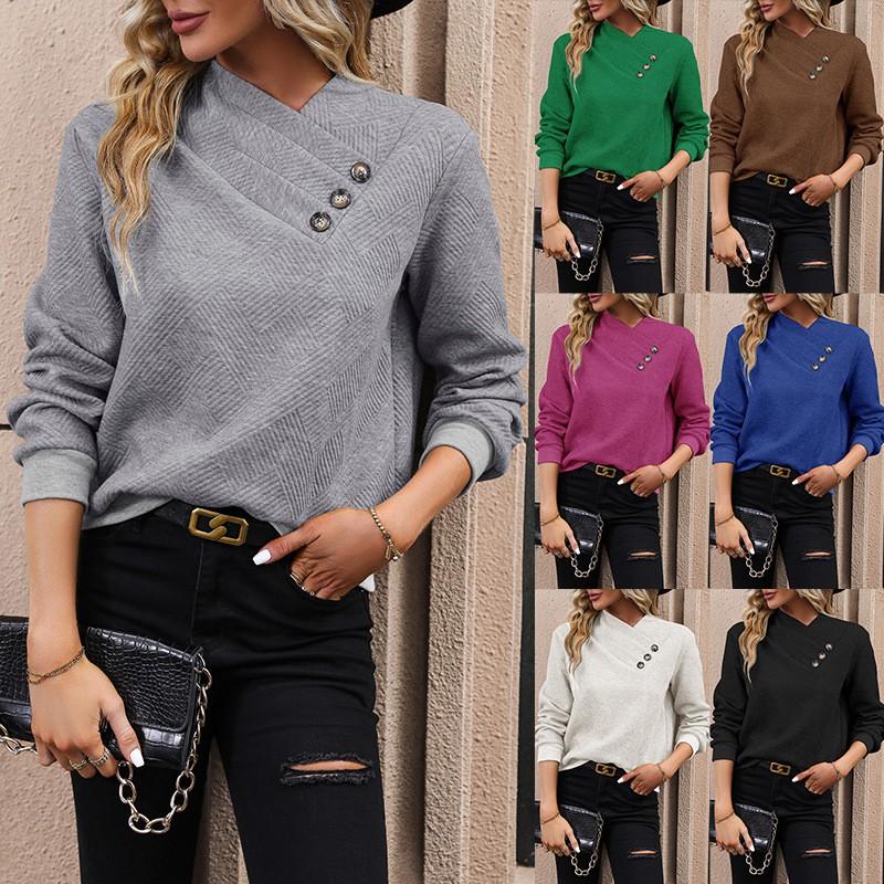 Womens Solid Color Long Sleeve Sweatshirt Casual Basic Style Round Neck 2025 Fall