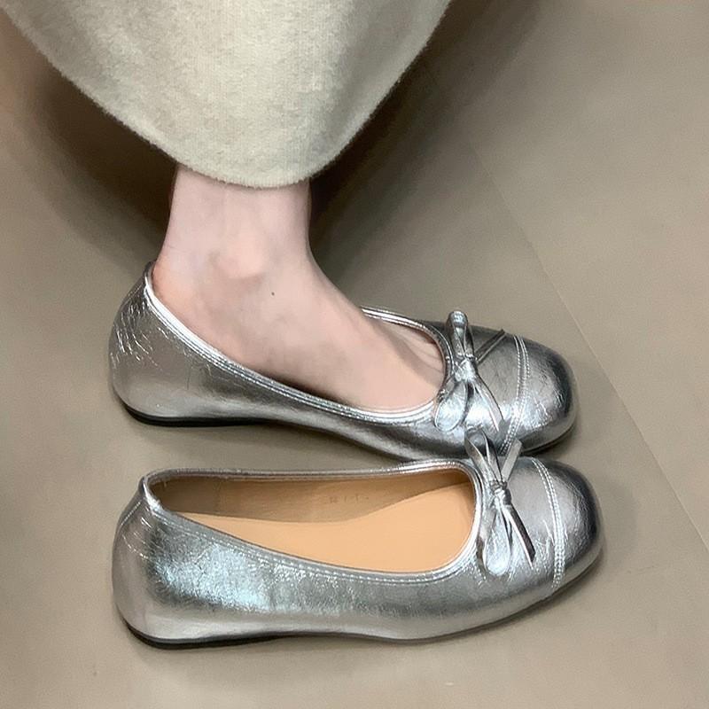 Not Tired Feet Mary Jane Shoes Bow Retro Ballet Shoes 2025 New Inner Height Increase Single Shoes Women