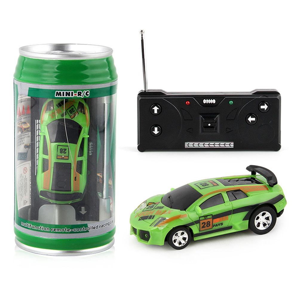 Coke Can Remote Control Car Battery Operated Plastic Mini Cans RC Car LED Lights Micro Racing Car with Roadblocks Christmas Gift