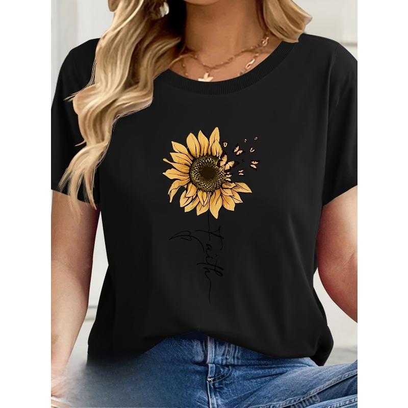 Европейский размер  С принтом Повседневная Круглый вырез Короткий рукав Футболка Летняя Новая Женская одежда