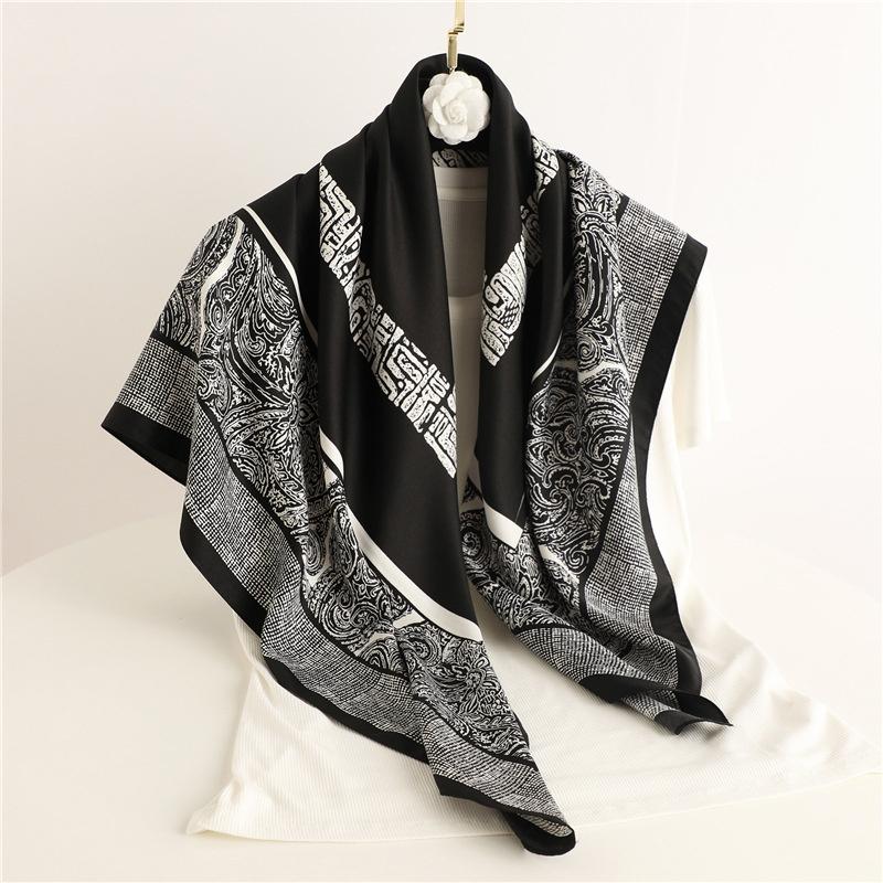 Luxury Brand Women Scarf Satin Silk Print Designer Hijabs Female Neckerchief Scarves Wrap Headband Bandana