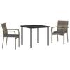 VidaXL 3-piece Garden Dining Set with Grey Poly Rattan Cushions 3380092