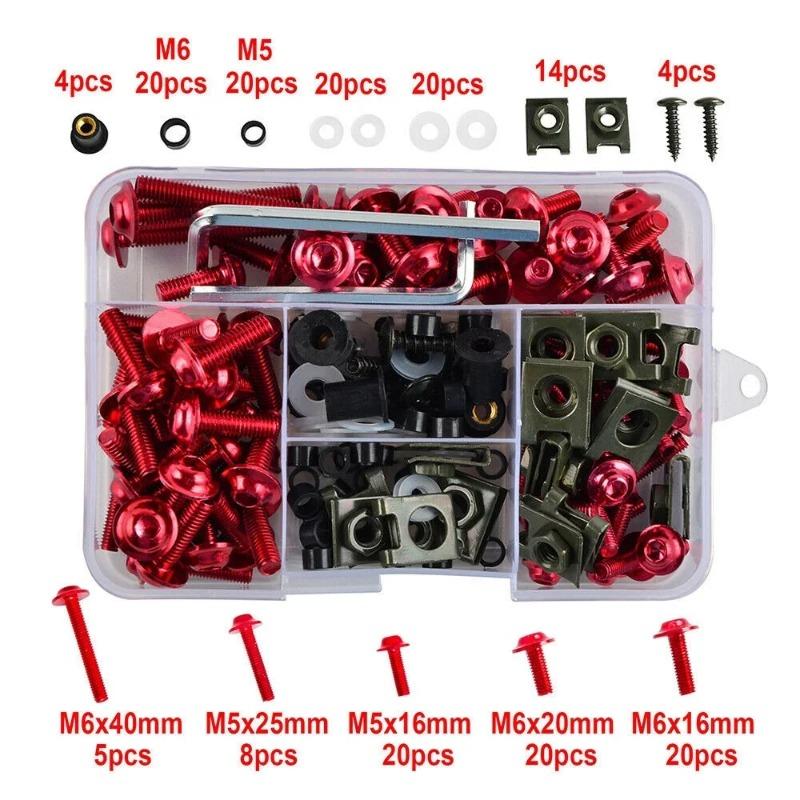 177 шт. Комплект болтов для обтекателя ветрового стекла мотоцикла, украшение кузова автомобиля