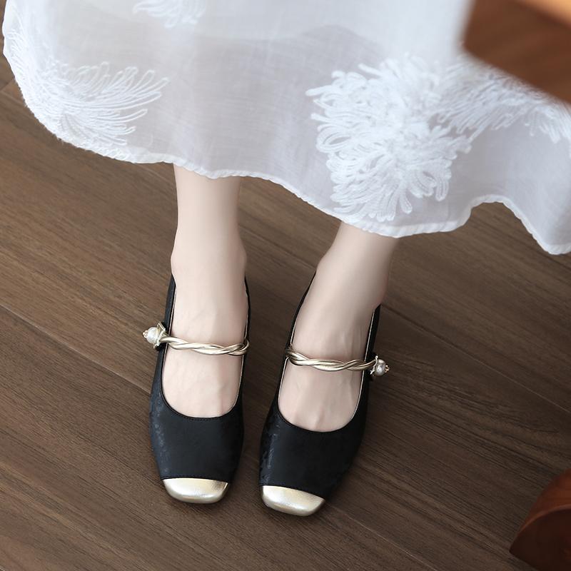 Мода 2024 года, женская весна и осень, новая мода, цветная кожаная поверхность, светлый рот, удобные туфли на высоком каблуке