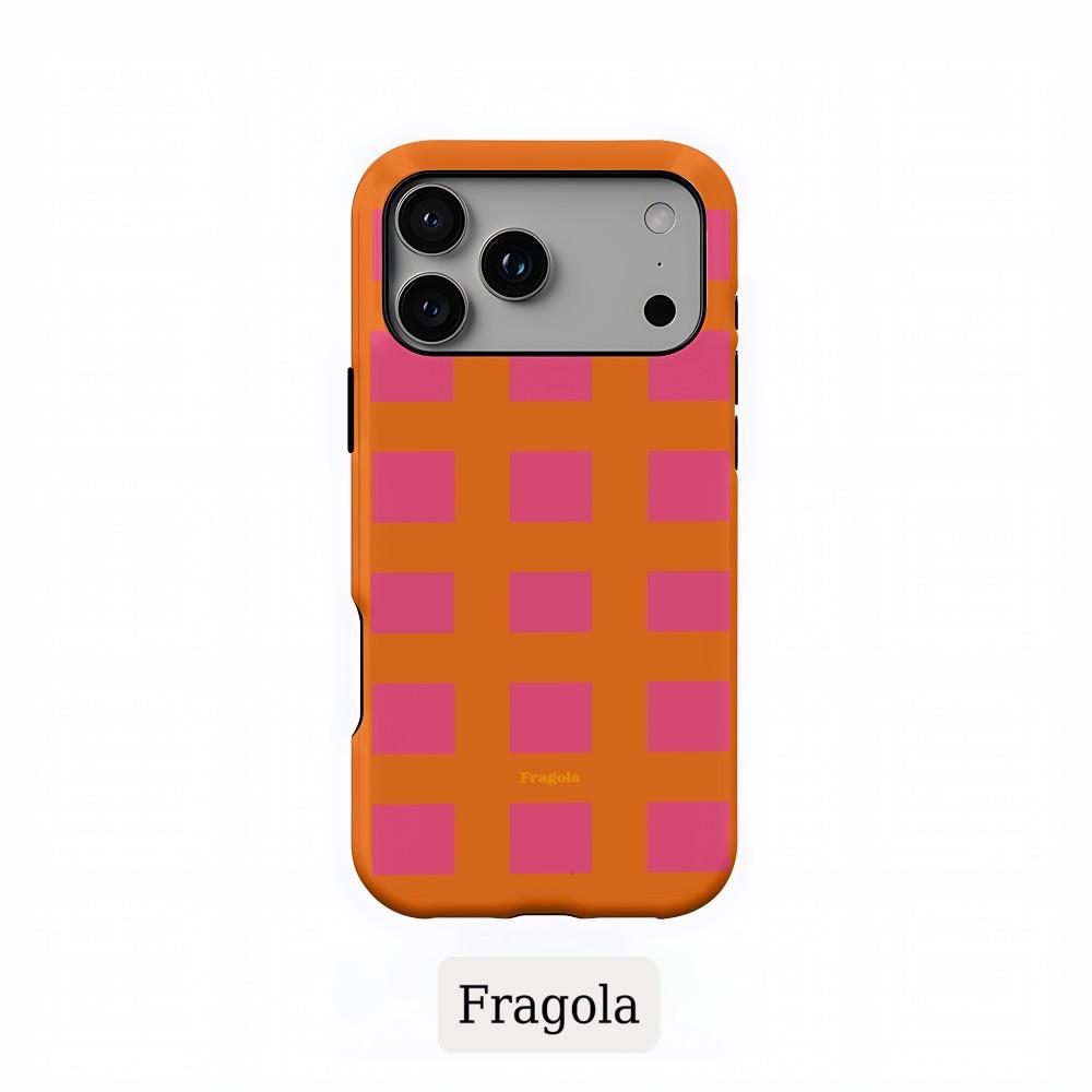 Чехол для телефона iPhone 17 16 15 14 13 12 11 X XS XR Air Pro Max Plus Роскошный Clmj Fragola Цветные решетки Двухслойная задняя крышка