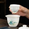 Suet jade porcelain travel tea set portable express cup outdoor camping tea pot tea cup tea tray one pot three