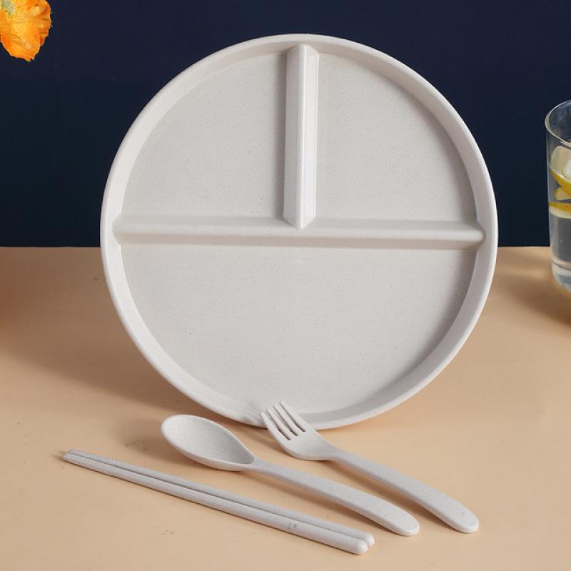 Разделенная тарелка для фруктового салата, трехрешетчатая тарелка с западным отделением, тарелка из пшеничной соломы, диетическая тарелка для еды, поднос для еды, кухонная посуда