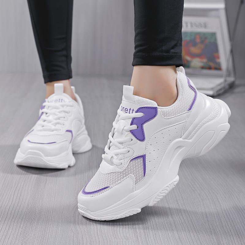 Женские кроссовки на платформе с дышащей сеткой, нескользящие повседневные удобные кроссовки на шнуровке, женские массивные кроссовки