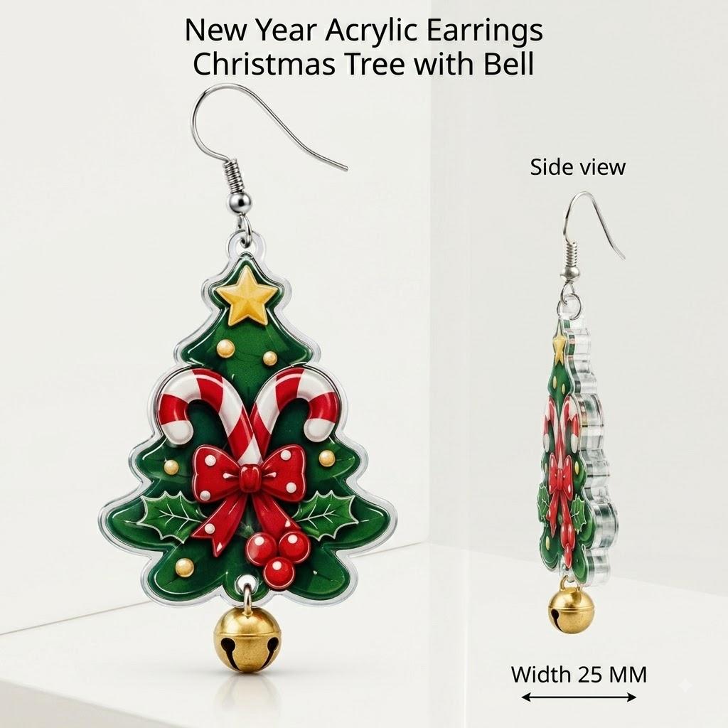 2D Printed Christmas tree and Christmas Tree Acrylic Earrings