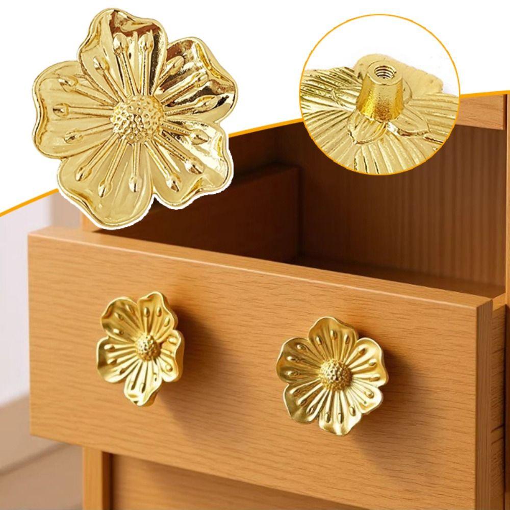 Cherry Blossom Shape Drawer Pull Handle Vintage Wardrobe Knob Ornamental Cabinet Pull Cupboard