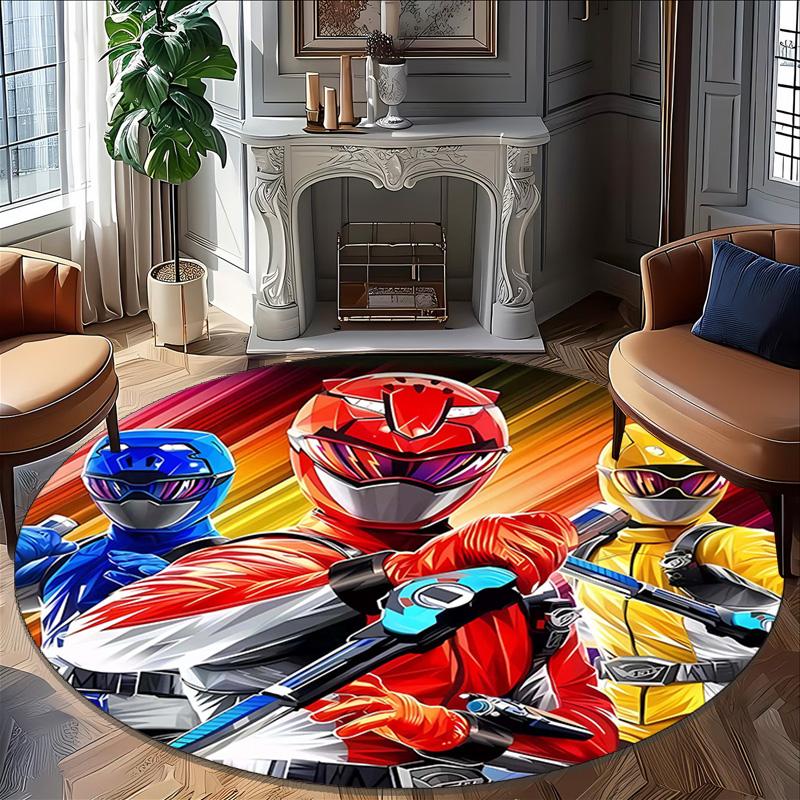 1pc Mighty Morphin Power Rangers2 Print Round Carpet Chair Round Carpet Suitable for Bedroom Living Room Home Decorative Carpet