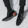 Hight Quality Men's Patent Leather Height Increasing Shoes Pointed Top British Style Banquet Wedding Party Dress Metal Decoratio