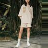 Li-Ning CF Sports Fashion Series Свободная толстовка с капюшоном и короткими рукавами с принтом демона, топы унисекс, яичная скорлупа, AWDS597-2
