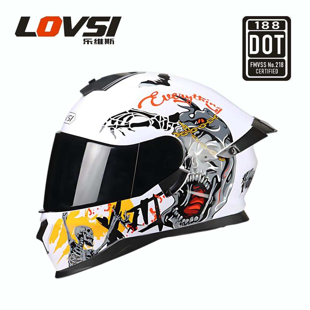 Motorcycle Helmet Men's Helmet Locomotive Full Helmet Men's and Women's Four Seasons Double Lens Helmet Electric Vehicle