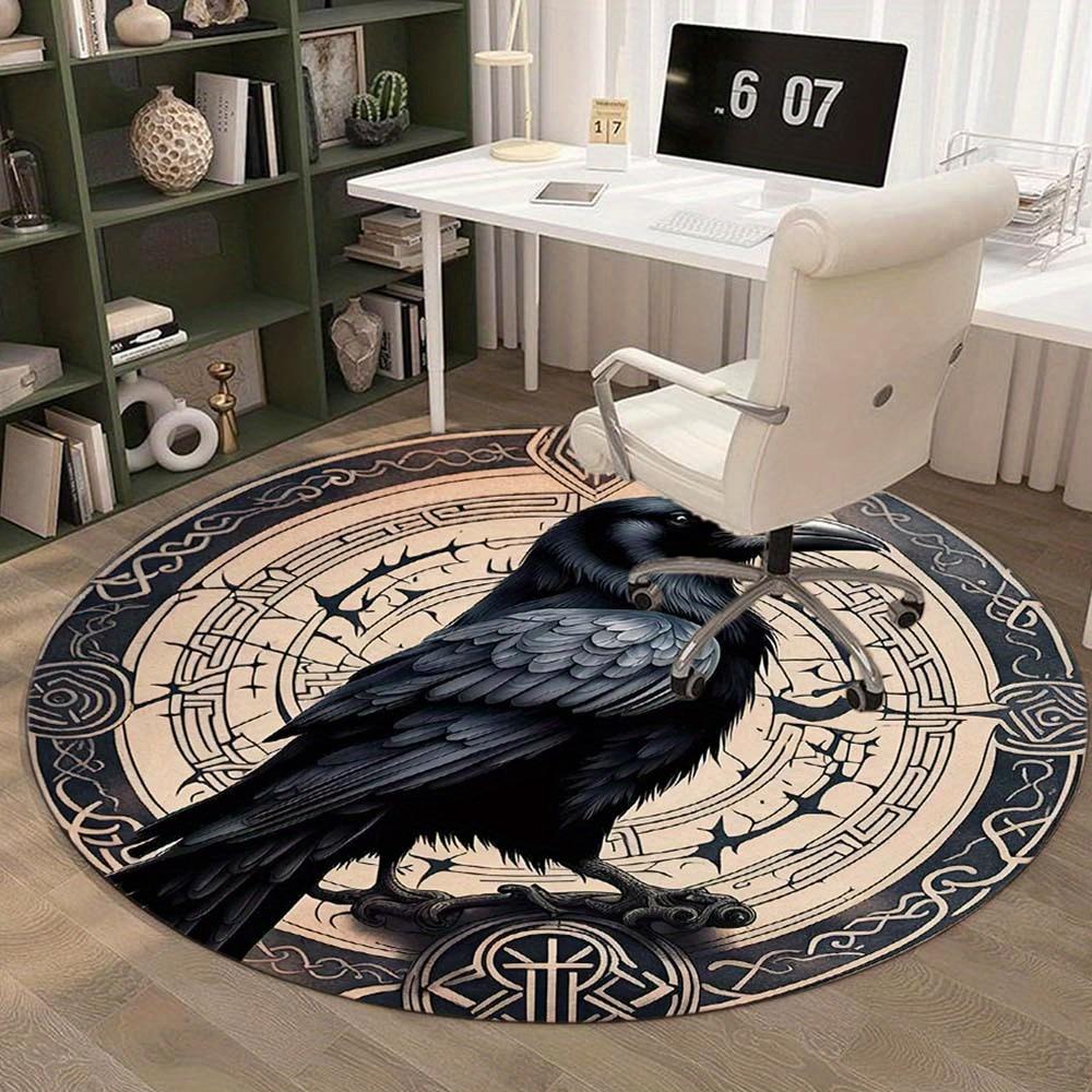 Crow Round Rug Suitable For Office Reception Decorative Carpet Office Chair Protection Carpet And Also Suitable For Gifts To Relatives And Friends