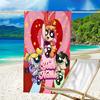 1pc Powerpuff Beach Towel with Custom Name, Beach and Seaside Swimming Pool Equipment, Fashion Pattern, Rectangular, Travel Essential