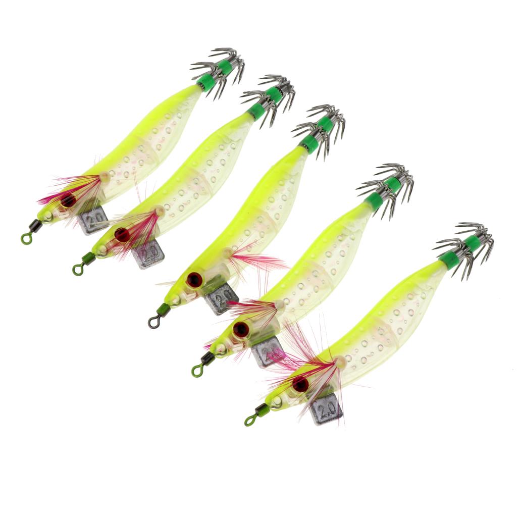 5 Pcs Fishing Artificial Squid Jigs Baits