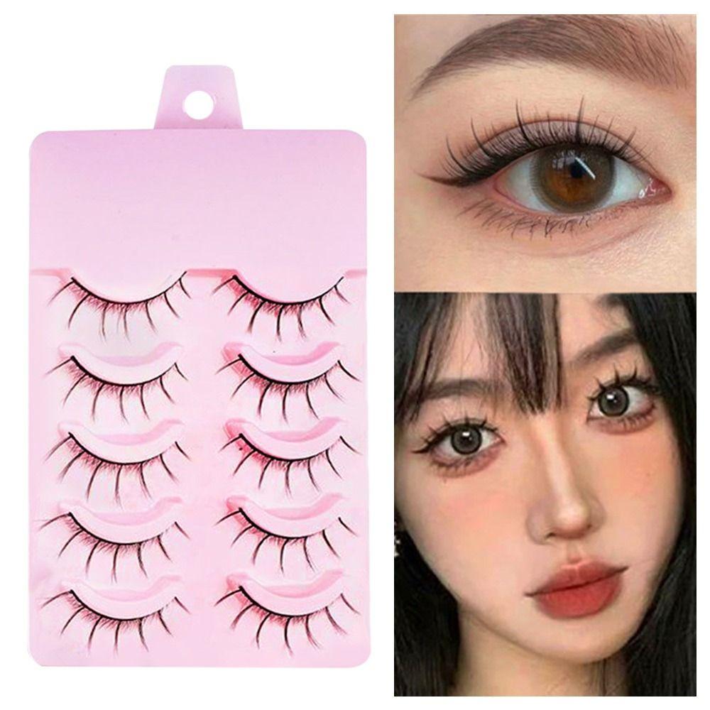 5 пар натуральных ресниц «рыбий хвост» в стиле манга, черные ресницы в стиле аниме, высококачественные накладные ресницы