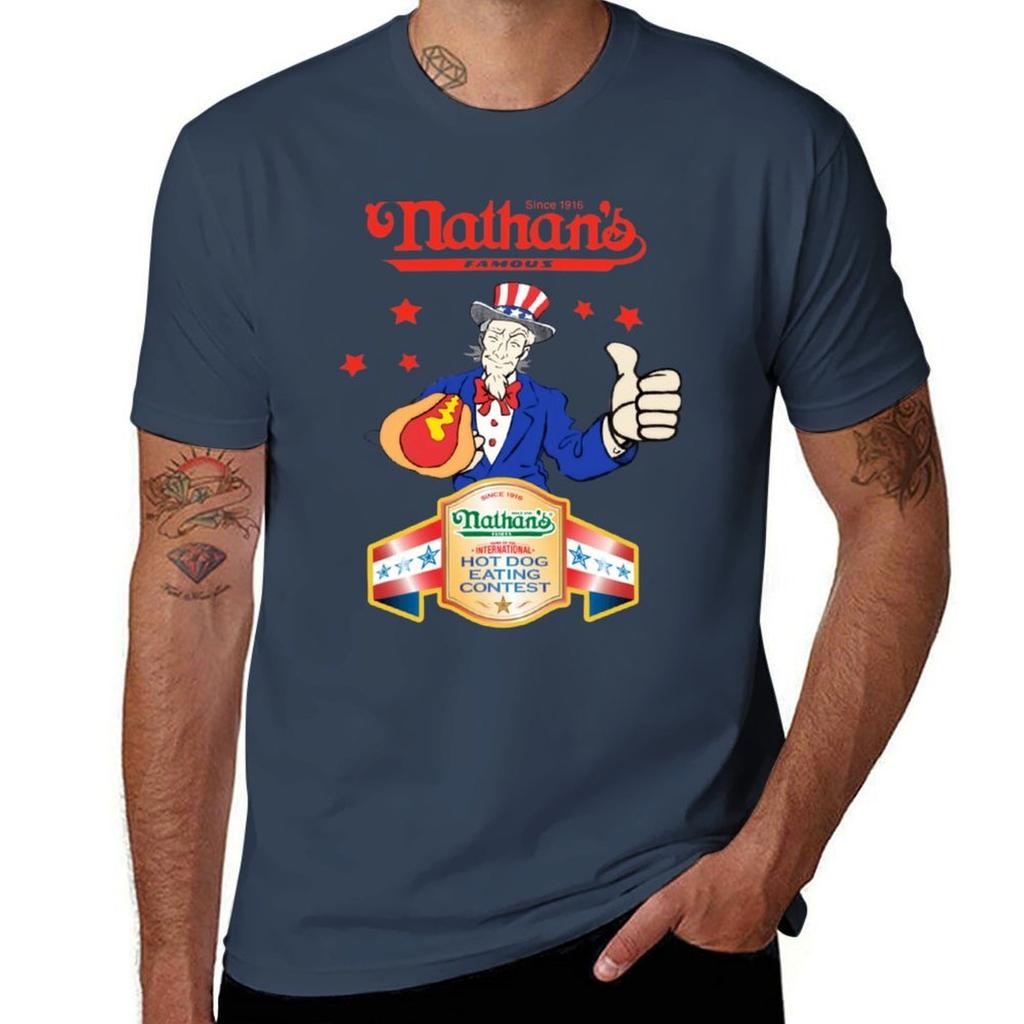 Nathans Hot Dog Tshirt Lightweight Casual Summer Tshirt